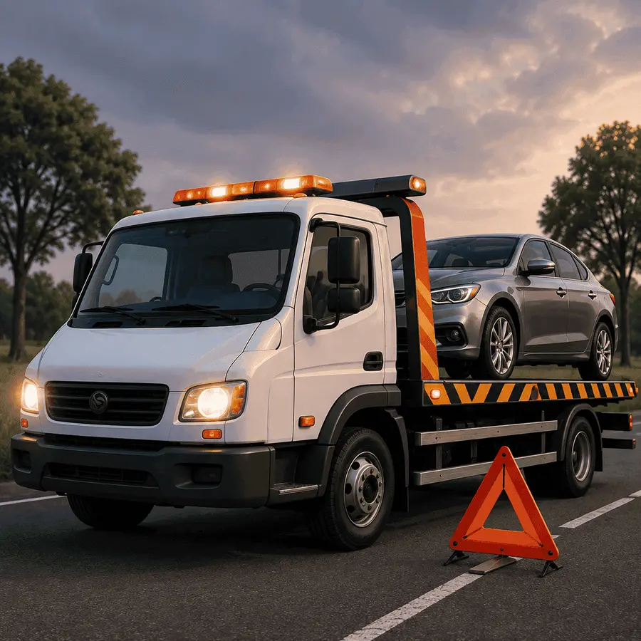 Vehicle being collected for workshop service