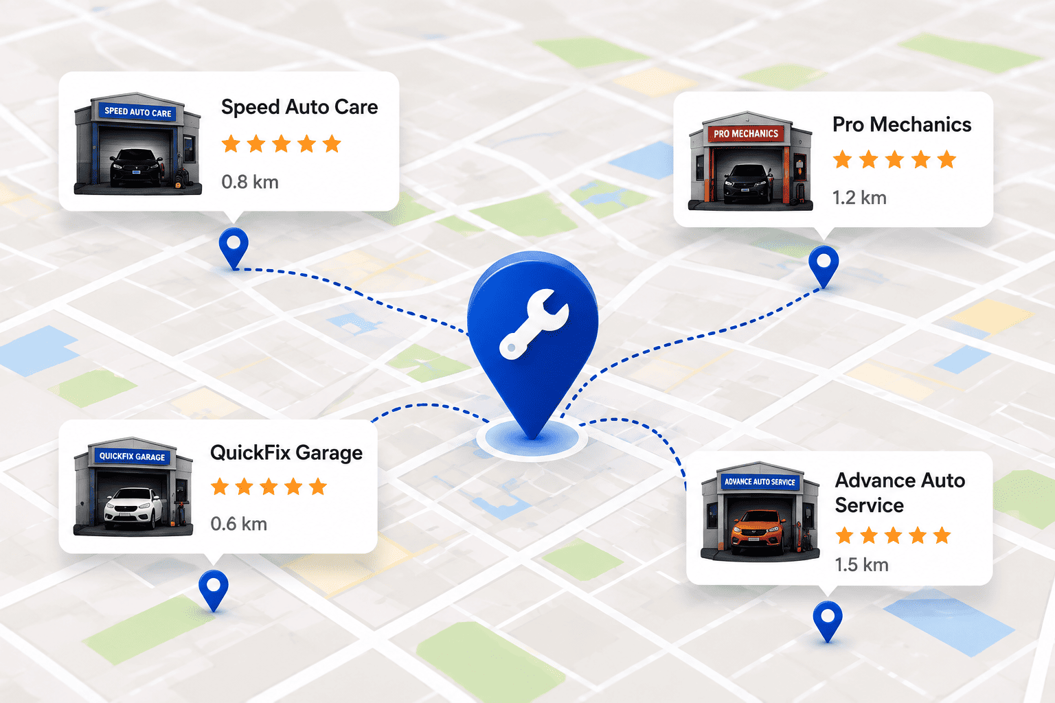 A verified mechanic being matched to a nearby service request